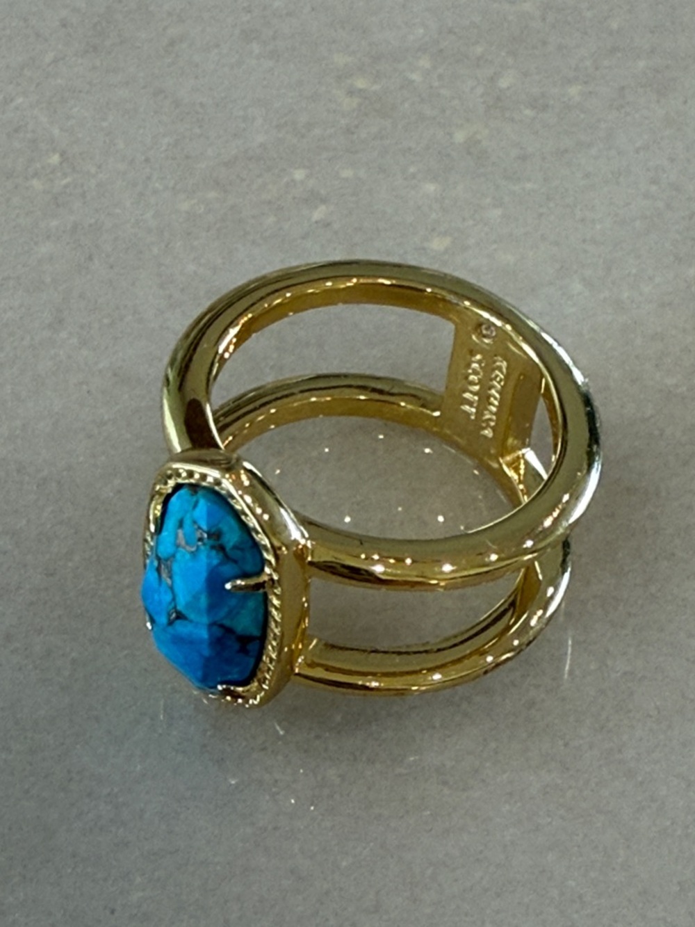 Elyse 18k Gold Vermeil Double Band Ring in Turquoise (size 6) - Picture 4 of 5